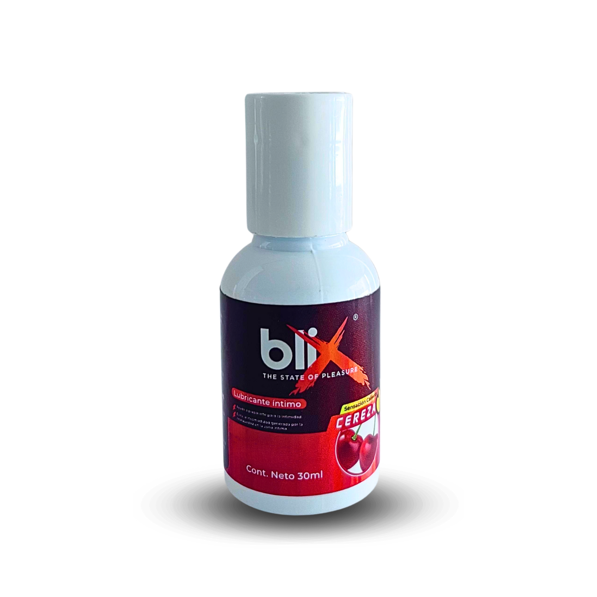 Detalle del empaque Lubricante Blix Cereza
